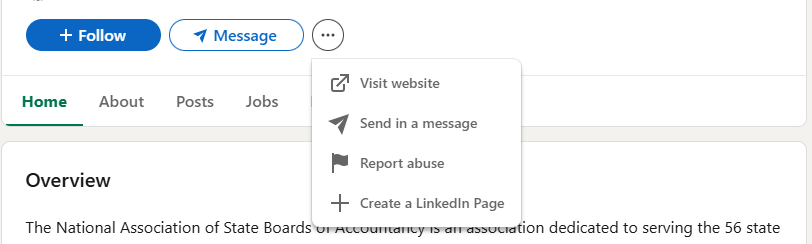 How to report fraudulent NASBA LinkedIn page